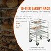 Bun Pan Rack 10-Tier Commercial Bakery Racks with Brake Wheels Aluminum Racking Trolley Storage for Half & Full Sheet Speed Rack 660x515x985 mm