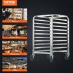 Bun Pan Rack 10-Tier Commercial Bakery Racks with Brake Wheels Aluminum Racking Trolley Storage for Half & Full Sheet Speed Rack 660x515x985 mm