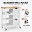 Kitchen Island Cart Rolling Storage Cabinet on Wheel with Drawer & Shelves