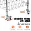 Kitchen Utility Cart 3 Tiers Wire Rolling Cart w/h 213kg Capacity Steel Service Cart on Wheels Metal Storage Trolley w/ 76mm Basket Curved Handle PP Liner