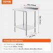 24 x 30 x 36 Inch Stainless Steel Work Table Commercial Food Prep Worktable Heavy Duty Prep Worktable Metal Work Table with Adjustable Height