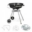 22 inch Kettle Charcoal Grill Premium Kettle Grill with Wheels and Cover Porcelain-Enameled Lid and Ash Catcher & Thermometer for BBQ Round Barbecue Grill