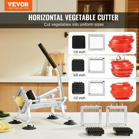 Commercial Vegetable Slicer 1/4"+3/8"+1/2" Fruit Slicer Stainless Steel and Aluminum Alloy Vegetable Cutter Slicer Machine Manual Slicer with Non-slip Feet