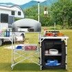 Camping Kitchen Table Folding Portable Cook Table 1 Cupboard & Windscreen