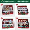 Christmas Ornament Storage Box,Holiday Storage Containers with 4 Separate Removable Trays,Decoration Organizer keep 64 to128 Christmas Ball Ornaments