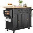 Kitchen Island Cart Rolling Storage Cabinet on Wheel with Drawer & Shelves