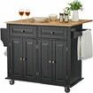 Kitchen Island Cart Rolling Storage Cabinet on Wheel with Drawer & Shelves