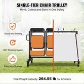 42 Chairs Folding Chair Cart Heavy Duty Iron Mobile Stackable Chair Dolly