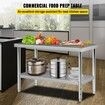 Stainless Steel Prep Table 122 x 76 x 87 cm 250kg Load Capacity Heavy Duty Metal Worktable with Adjustable Undershelf Commercial Workstation