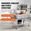 Stainless Steel Work Table 30x48x38 Inch with 4 Wheels 3 Adjustable Height Levels Heavy Duty Food Prep Worktable for Commercial Kitchen Restaurant Silver