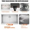 Farmhouse Kitchen Sink 304 Stainless Steel Drop-In Sinks Top Mount Single Bowl Basin with Ledge & Accessories Household Dishwasher Sinks for Workstation