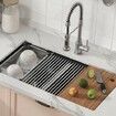 Kitchen Sink 304 Stainless Steel Drop-In Sinks Undermount Double Bowls Basin with Ledge and Accessories Household Dishwasher Sinks for Workstation RV