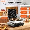 Electric Donut Maker 2000W Commercial Doughnut Machine with Non-stick Surface 9 Holes Double-Sided Heating Waffle Machine Makes 9 Doughnuts