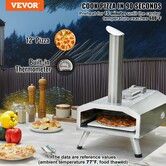 Dual Fuel Pizza Oven for Outdoor Use 12" Portable Pizza Oven Pellet & Gas Powered Outdoor Pizza Oven with Thickened Cordierite Pizza Stone Foldable Leg