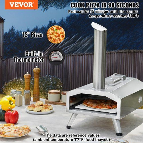Dual Fuel Pizza Oven for Outdoor Use 12" Portable Pizza Oven Pellet & Gas Powered Outdoor Pizza Oven with Thickened Cordierite Pizza Stone Foldable Leg
