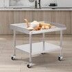 Stainless Steel Work Table 30x36x30 Inch Commercial Food Prep Worktable with 4 Wheels Casters 3-Sided Backsplash Heavy Duty Prep Worktable Metal Work Table