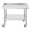 Stainless Steel Work Table 30x36x30 Inch Commercial Food Prep Worktable with 4 Wheels Casters 3-Sided Backsplash Heavy Duty Prep Worktable Metal Work Table
