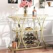 3 Tiers Gold Metal Bar Serving Cart with Wine Rack Glass Holder 180 LBS