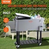 80Qt Rolling Cooler Cart with Bottle Opener Drainage Patio Party Bar Drink