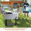 80Qt Rolling Cooler Cart with Bottle Opener Drainage Patio Party Bar Drink