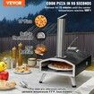 Outdoor Pizza Oven 12" Wood Fired Pizza Ovens Pellet Pizza Stove w/ Built-in Thermometer Heat to 540 degreeC with Thickened Cordierite 210 degree Rotating