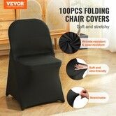 Stretch Spandex Folding Chair Covers Universal Fitted Chair Cover Removable Washable Protective Slipcovers for Wedding Holiday Banquet Party Celebration