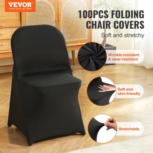 Stretch Spandex Folding Chair Covers Universal Fitted Chair Cover Removable Washable Protective Slipcovers for Wedding Holiday Banquet Party Celebration