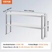 Double Overshelf Double Tier Stainless Steel Overshelf 12 x 48 Inch Double Deck Overshelf Height Adjustable Overshelf Prep Work Table