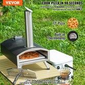 Outdoor Pizza Oven 12" Wood Fired Pizza Ovens Pellet Pizza Stove with Thermometer Portable Pizza Maker for Outside Backyard Patio Camping Pizza Stone