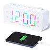 Alarm Clock with USB Charger, Dual Alarm, Snooze, 12/24Hr, 8 Ringtones and Font Colour, Radio Alarm Clock LED Display (White)