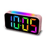 Digital Clock with Night Light, Large Display, Dual Alarm, Snooze, Dimmable Bedside Alarm Clock for Kids Teens Boys Girls (Pink)