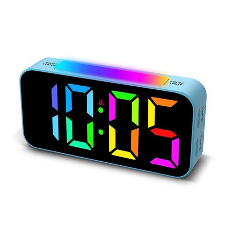 Digital Clock with Night Light, Large Display, Dual Alarm, Snooze, Dimmable Bedside Alarm Clock for Kids Teens Boys Girls (Blue)