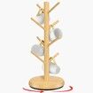 Mug Holder Tree,New Upgraded 360 Degree Rotated 8 Hooks Coffee Cup Holder,Wood Coffee Mug Rack Standing (Natural)