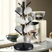 Mug Holder Tree,New Upgraded 360 Degree Rotated 8 Hooks Coffee Cup Holder,Wood Coffee Mug Rack Standing (Black)