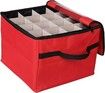 60D Cloth Durable Ornament Storage Box & Organizer with 3 Separate Removable Trays, Holds Up to 48 Xmas Balls, Red