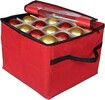 60D Cloth Durable Ornament Storage Box & Organizer with 3 Separate Removable Trays, Holds Up to 48 Xmas Balls, Red