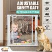 Clear Pet Dog Safety Gate Enclosure Adjustable Security Barrier Guard Fencing for Kitchen Stair Door Way 77.5cm Height 10cm Extension White