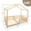 Childrens Bed Frame Base Toddler Single Size House Shape Floor Wooden Mattress Platform Foundation Bedroom Furniture with Guard Rail