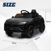 Kids Electric Car Toy RC Ride On Parental Remote Control 12V Pedal Off Road Vehicle Lamborghini Urus Licensed Black with Bluetooth MP3 Light