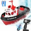 RC Boat with LED Lights,1/72 RC Tugboat,Remote Control Boat with 40+ Min Running Time Toy Boat for Kids