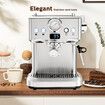 Espresso Coffee Machine 20 Bar 2L Stainless Steel Latte Cappuccino Maker Home Cafe Office Milk Frother with Pressure Gauge Thermometer Maxkon