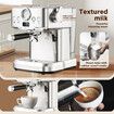 Espresso Coffee Machine 20 Bar 2L Stainless Steel Latte Cappuccino Maker Home Cafe Office Milk Frother with Pressure Gauge Thermometer Maxkon