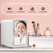 Maxkon 4L Beauty Mini Fridge LED Light Makeup Mirror 2in1 Portable Home Bar Cosmetic Cooler Warmer Small 12V Car Refrigerator for 6 Can Drinks