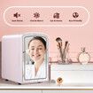 Maxkon 4L Mini Fridge with Dimmable Led Lighted Mirror Home Car 12V Portable Cooler Warmer Skincare Beauty Refrigerator for Food Drinks Bar