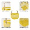 Metal Mesh Steel Basket Garden Harvest Basket Vegetables Square Wire Basket with Handle Storage Organizer Multi-functional Fruit Basket (Yellow)