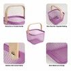 Metal Mesh Steel Basket Garden Harvest Basket Vegetables Square Wire Basket with Handle Storage Organizer Multi-functional Fruit Basket (Purple)