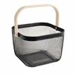 Metal Mesh Steel Basket Garden Harvest Basket Vegetables Square Wire Basket with Handle Storage Organizer Multi-functional Fruit Basket (Black)