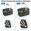 Insulated Cooler Bag Multipocket Collapsible Picnic Basket Leak-Proof Outdoor Basket for Camping Shopping Travel Beach Grocery Bag (Black)