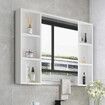 Bathroom Mirror Cabinet Medicine Shaver Shaving Wall Storage Cupboard Organiser Shelves Furniture Bathroom Vanity with Door White 90x12x65cm