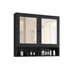 Bathroom Mirror Cabinet Medicine Shaver Shaving Storage Organiser Wall Bath Cupboard Toilet Shelves Furniture Organizer with 2 Doors Black